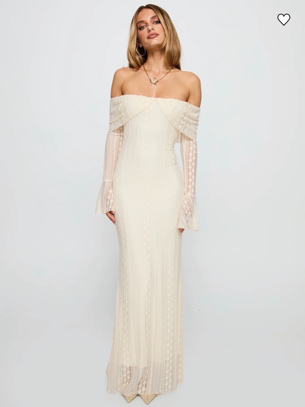Princess Polly Ivory Off-Shoulder Lace Maxi Dress